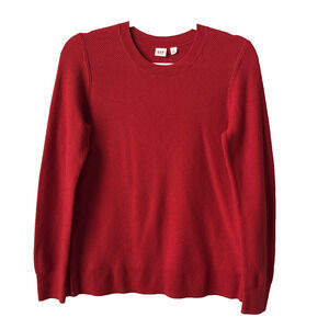 Gap Womens S Woven Knit Long Sleeve Crew Neck Modern Red Knit Top Granola Staple